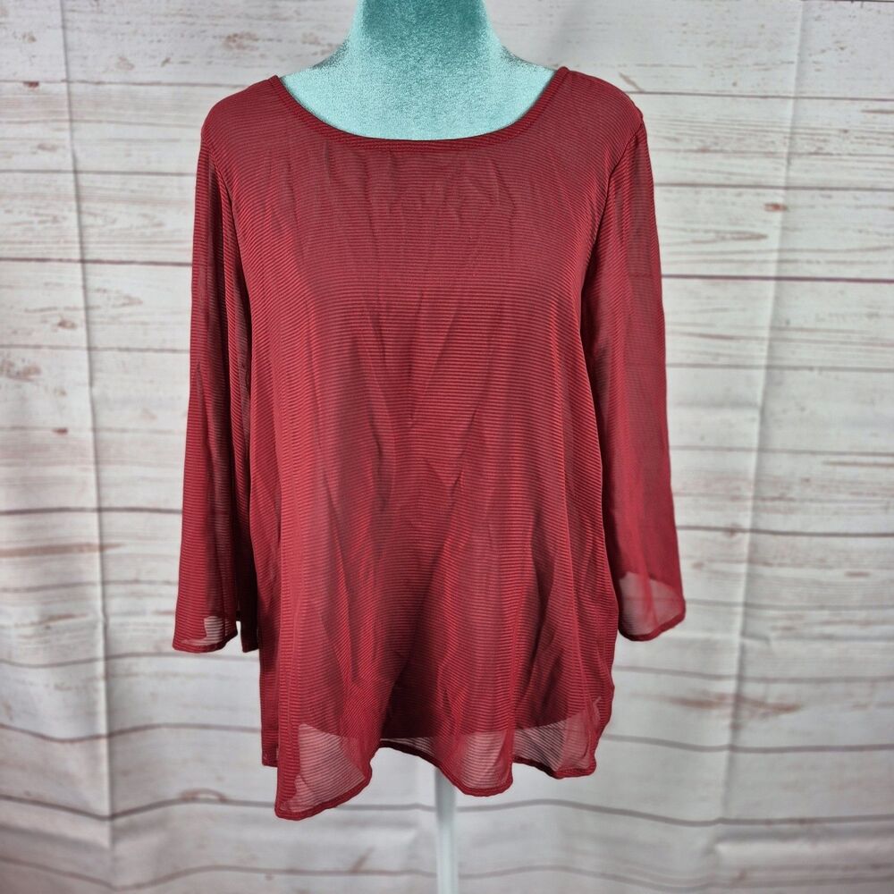 Everly Sz M Red Blouse Bell Sleeve Open Back Romantic Festival Career Minimalist